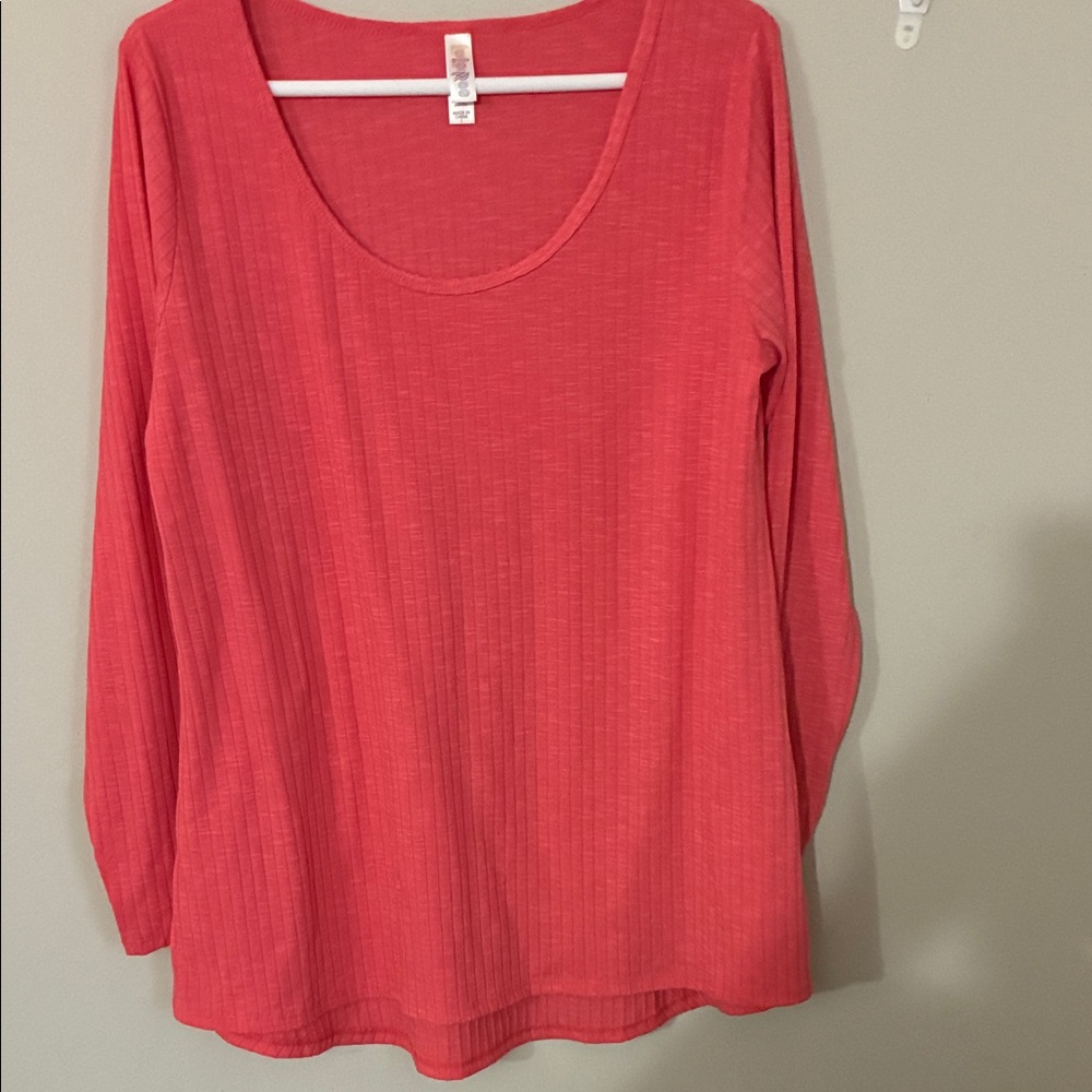 LuLaRoe Vibrant Coral Long Sleeve Top